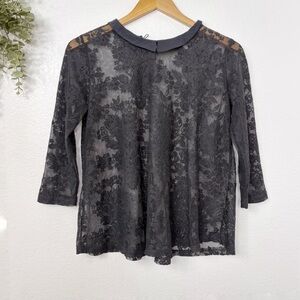 Zara black lace top with Peter Pan style collar